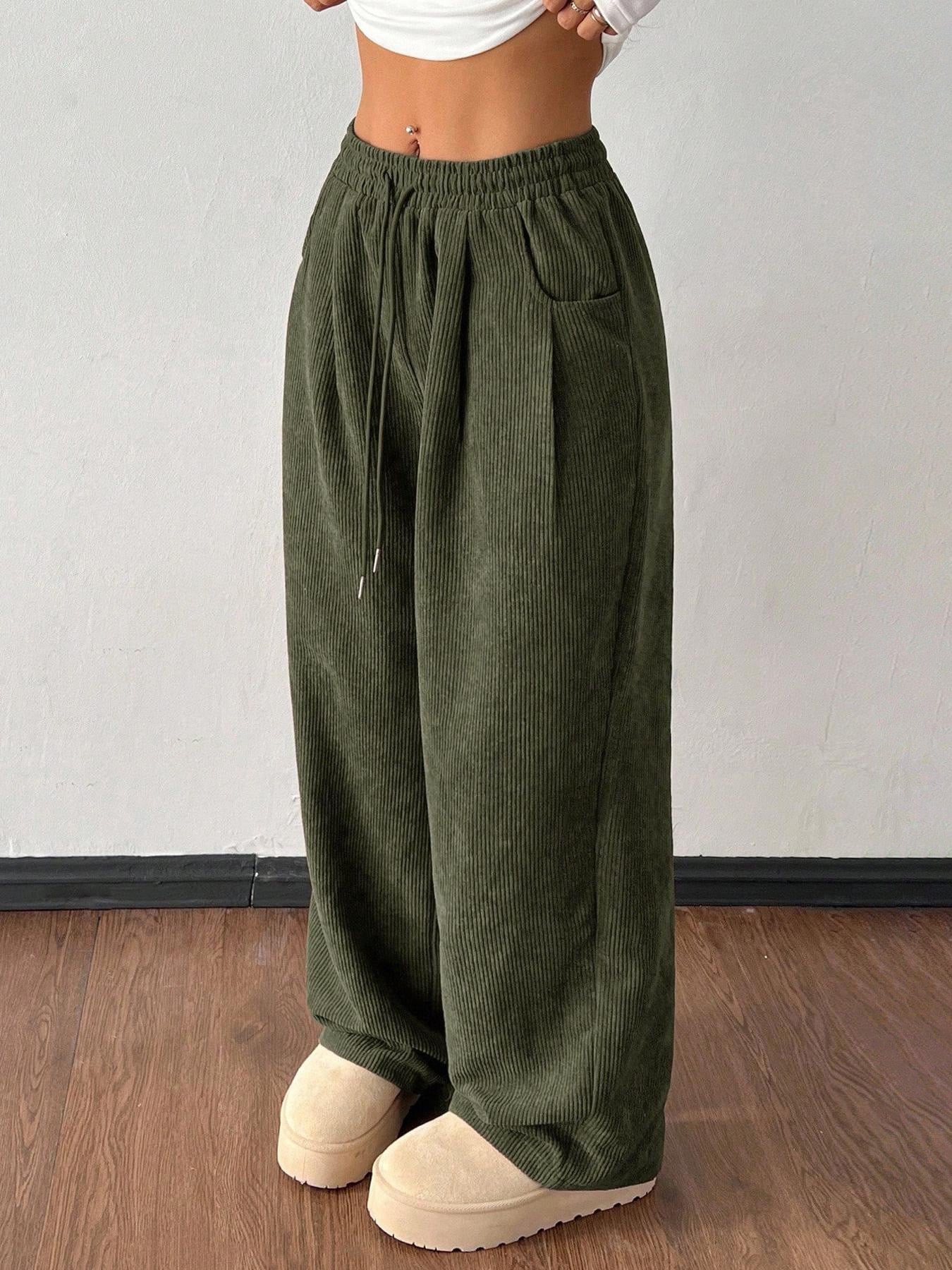 High-Waisted Wide-Leg Corduroy Trousers