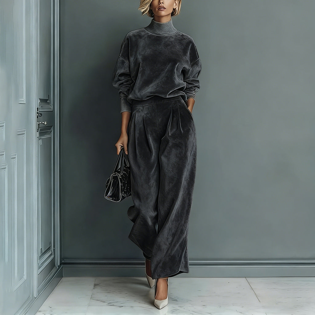 Luxury Velour Pleated Set