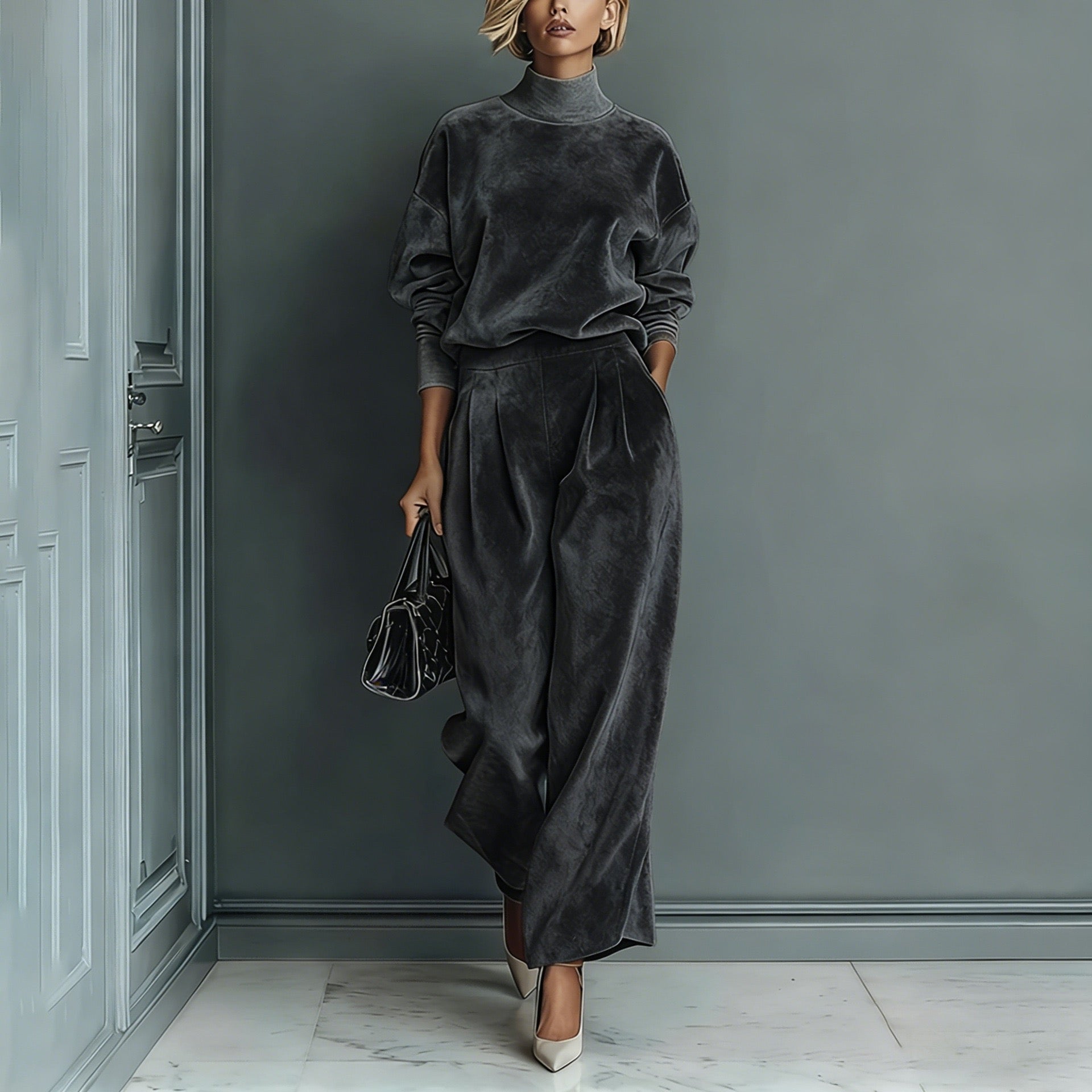 Luxury Velour Pleated Set