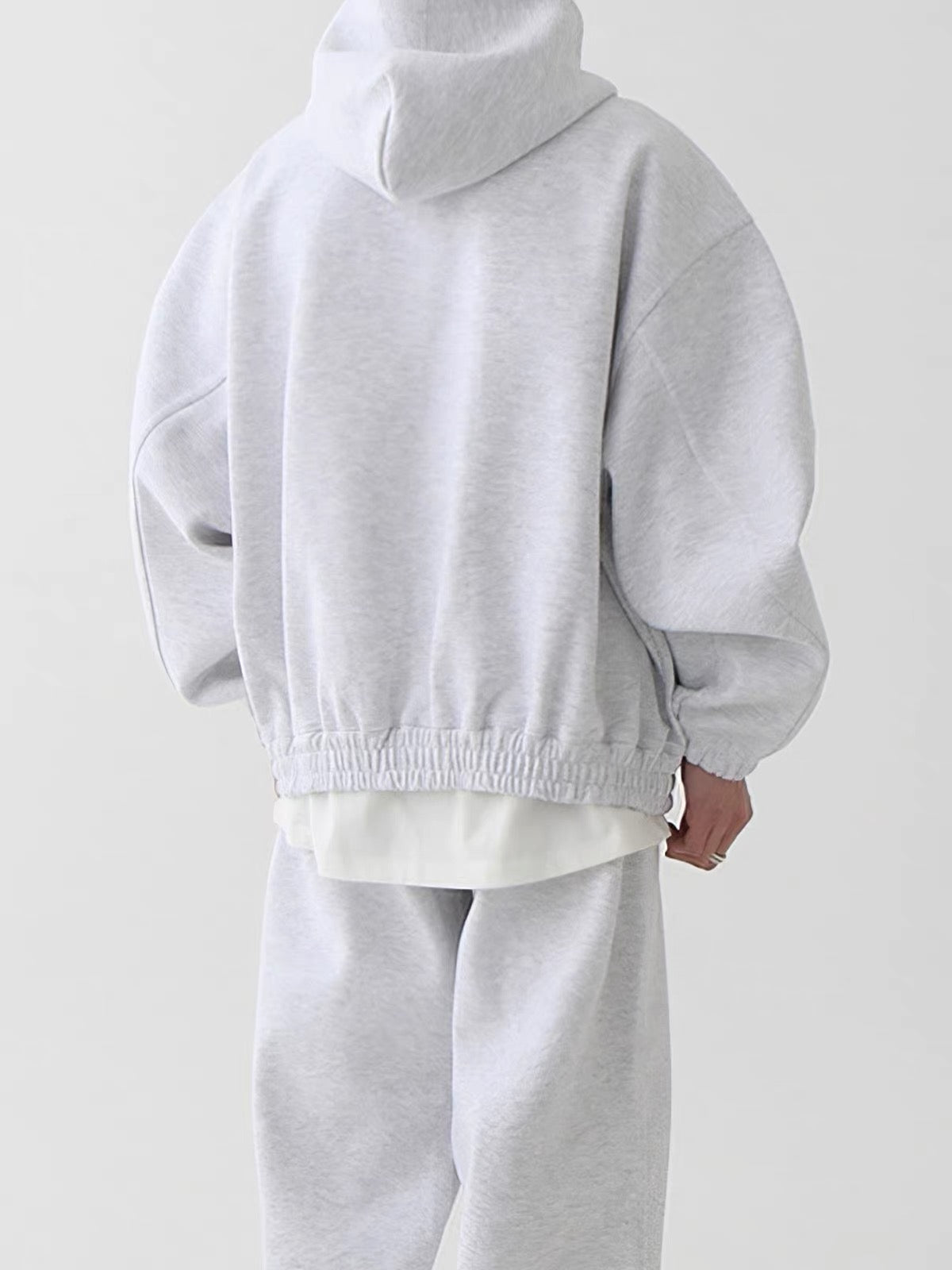 Two-piece fleece tracksuit.