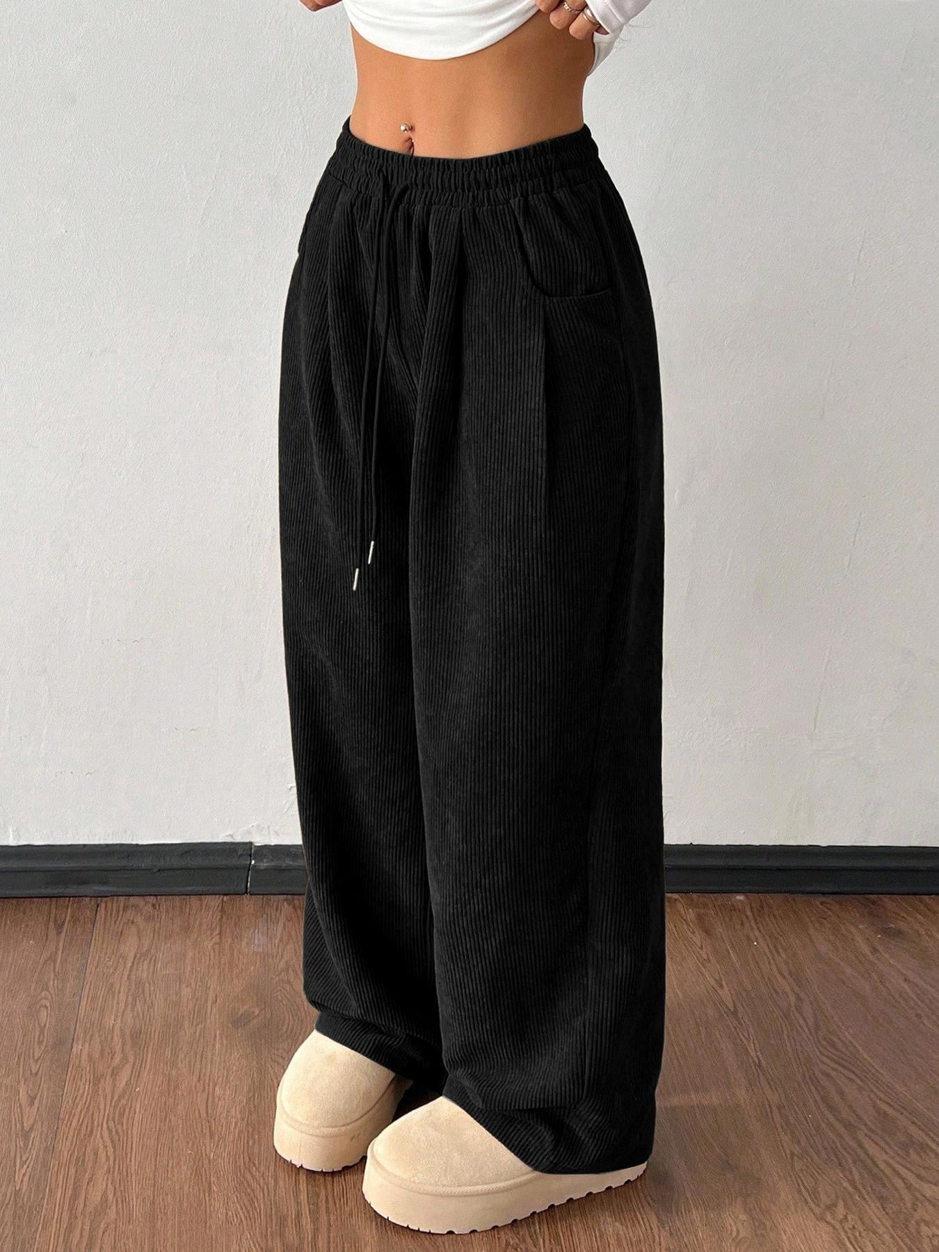 High-Waisted Wide-Leg Corduroy Trousers
