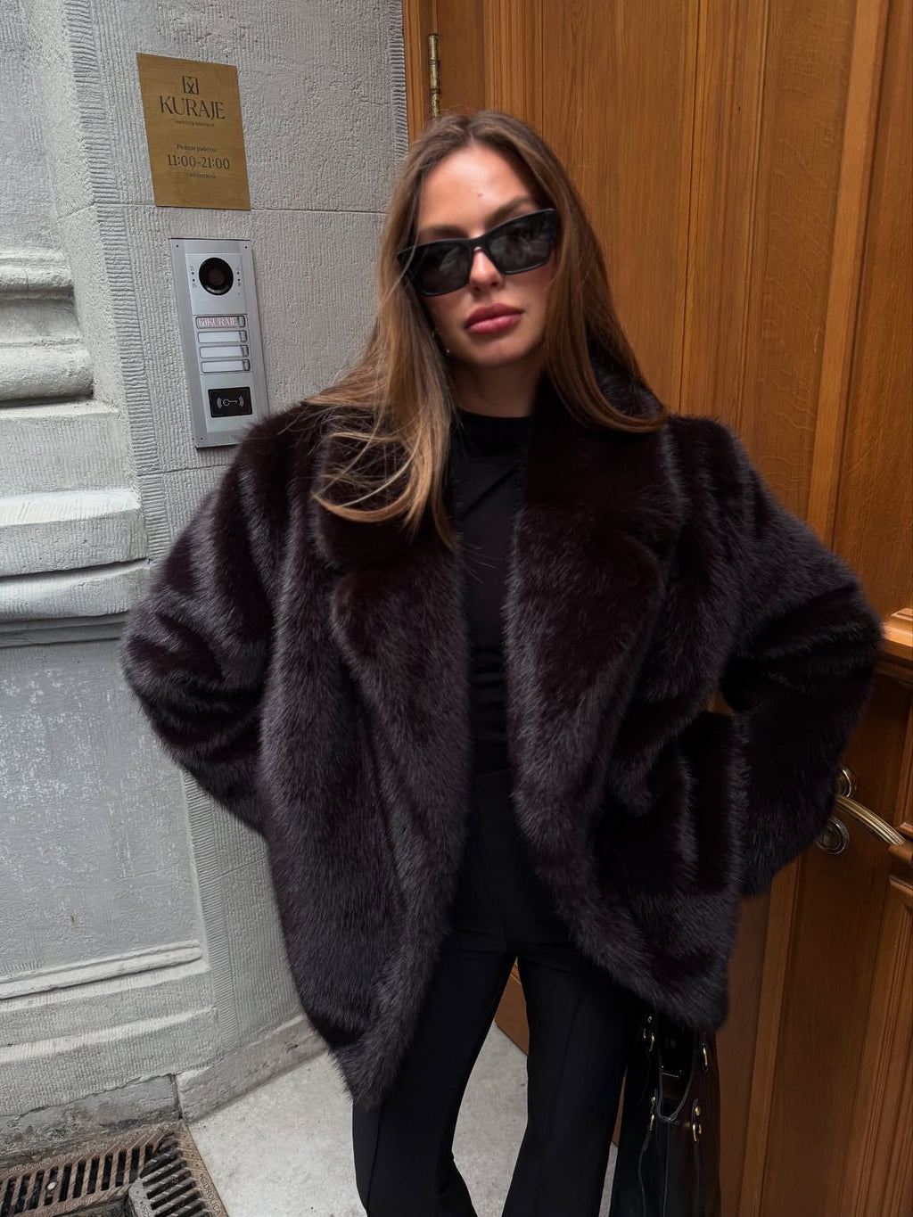 Cropped Shaggy Faux-Fur Jacket