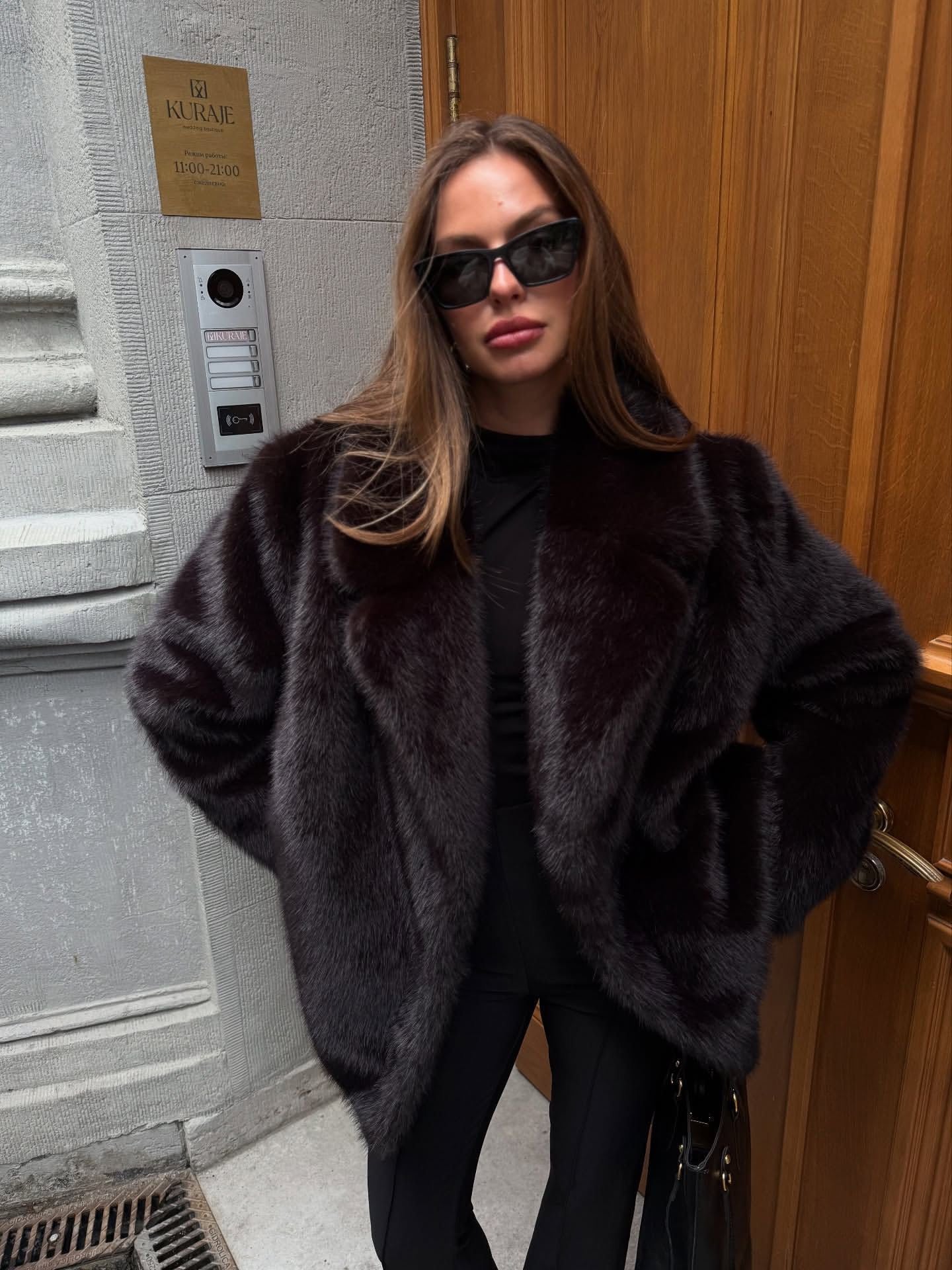 Cropped Shaggy Faux-Fur Jacket
