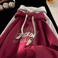 Double-Layer Contrast Graphic Hoodie