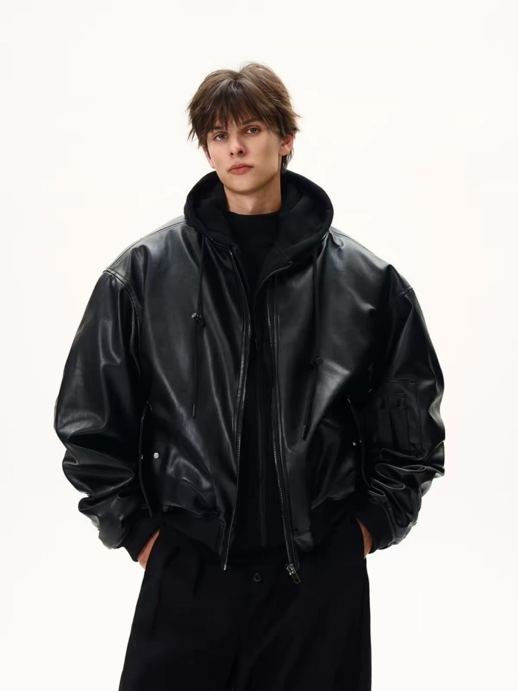 The Oversized Leather MA-1 Bomber Jacket