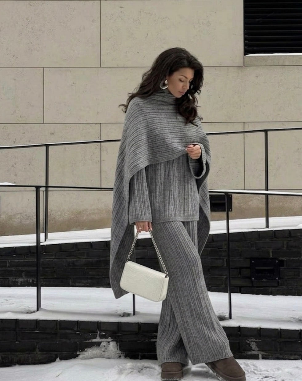Luxe Ribbed Knit Three-Piece Loungewear Set
