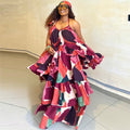 Abstract Pattern Tiered Maxi Dress