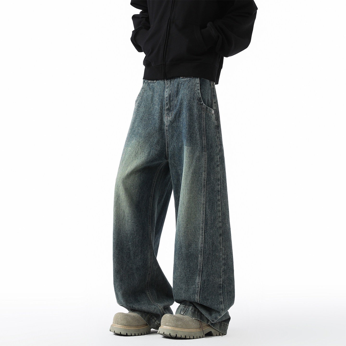 Vintage-style high-quality straight jeans