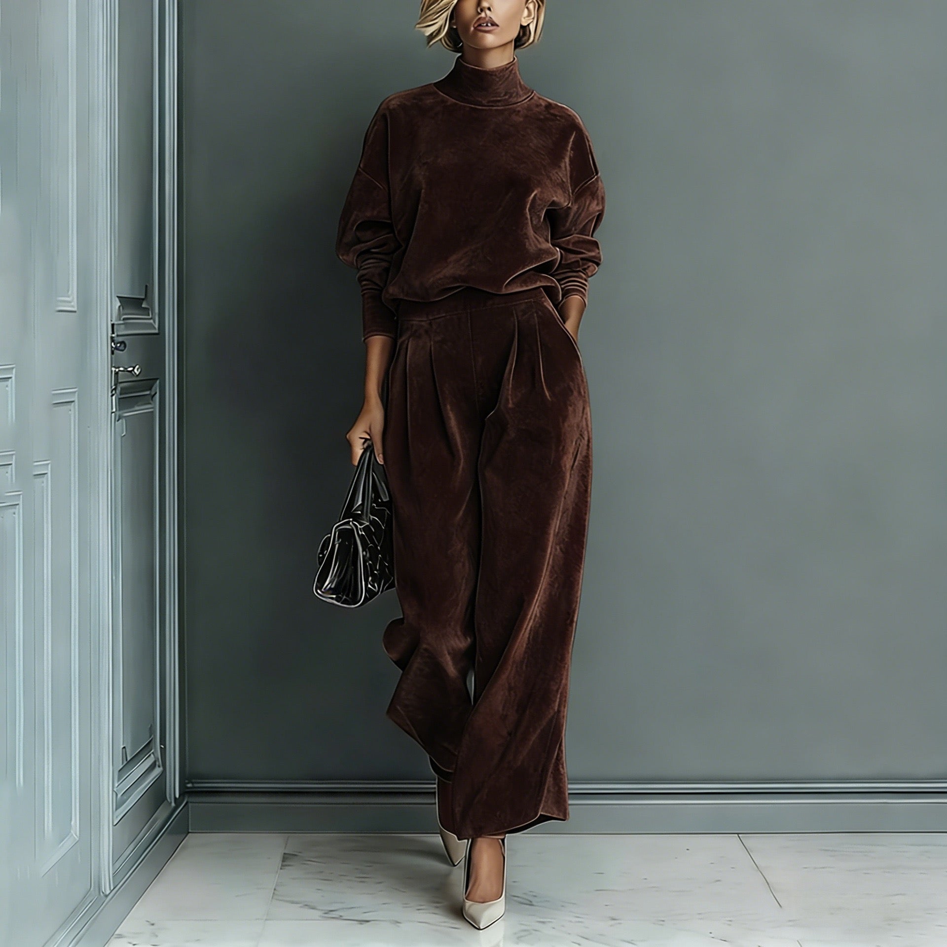 Luxury Velour Pleated Set