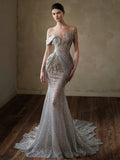 Semi-Sheer Pearl Basque Ball Gown