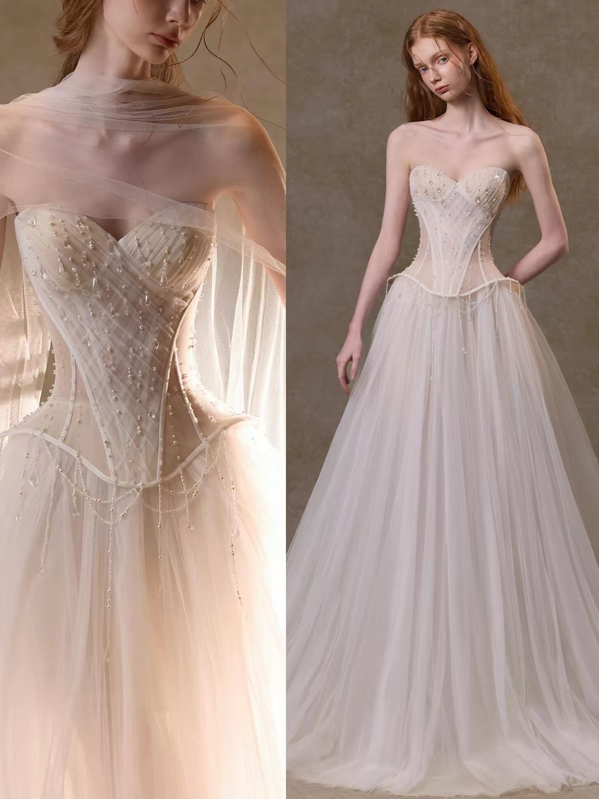 Drop-Basque Corset Ball Gown Dress