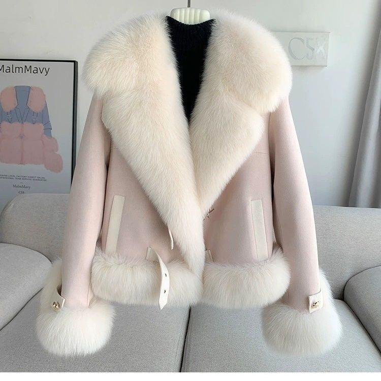 Suede and Fur Toggle Jacket
