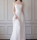 Women’s floor-length strapless pleated dress
