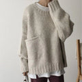 Oversized Chunky Ribbed Sweater with Patch Pocket