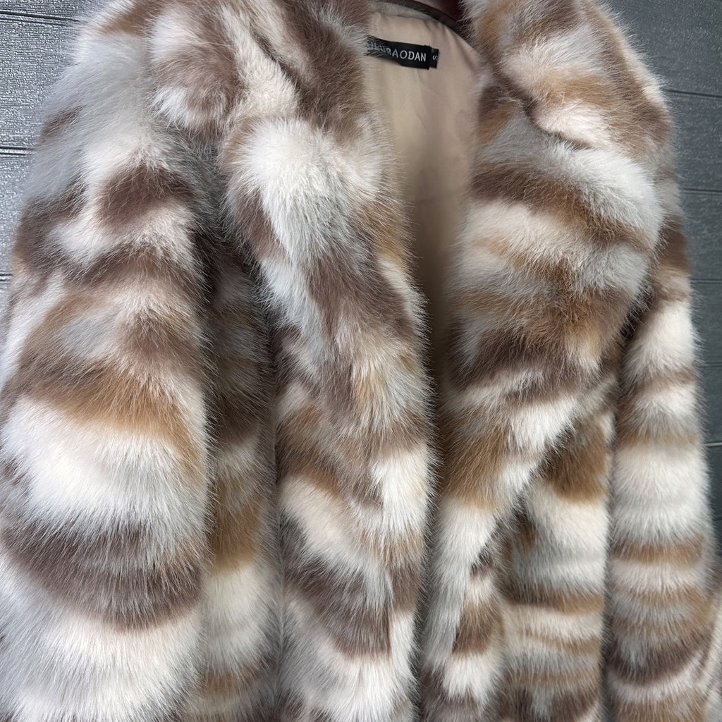 The Multi-Toned Cow Print Faux Fur Coat