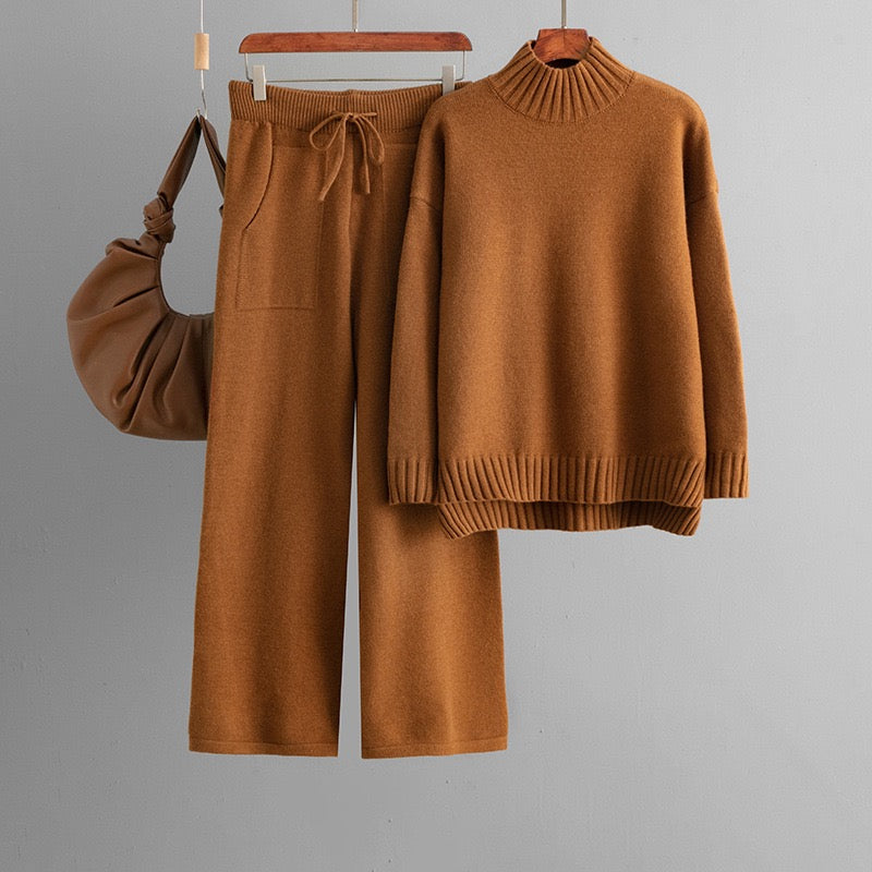 Luxe Ribbed Mock-Neck Knit Set