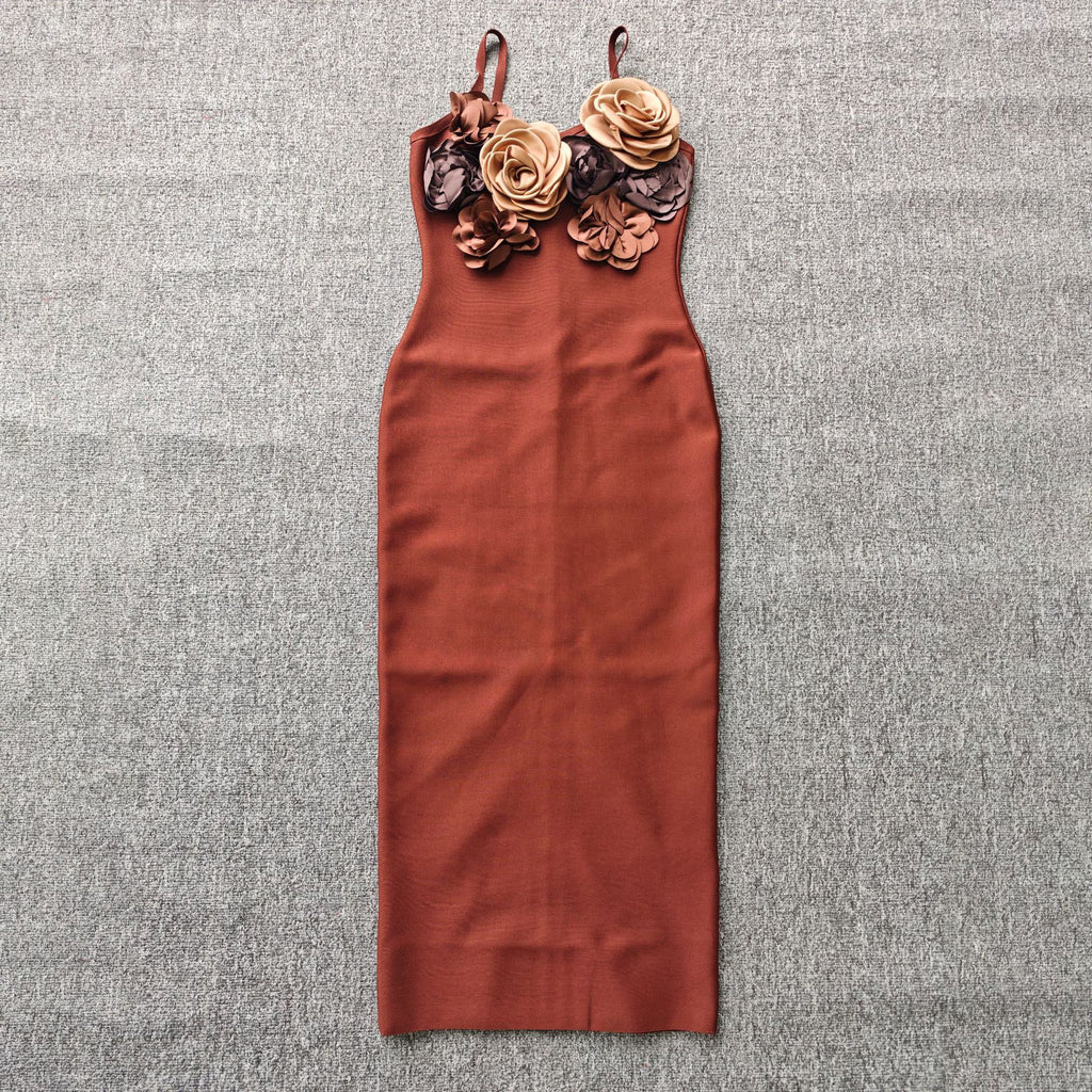 Suspender flower long slim dress
