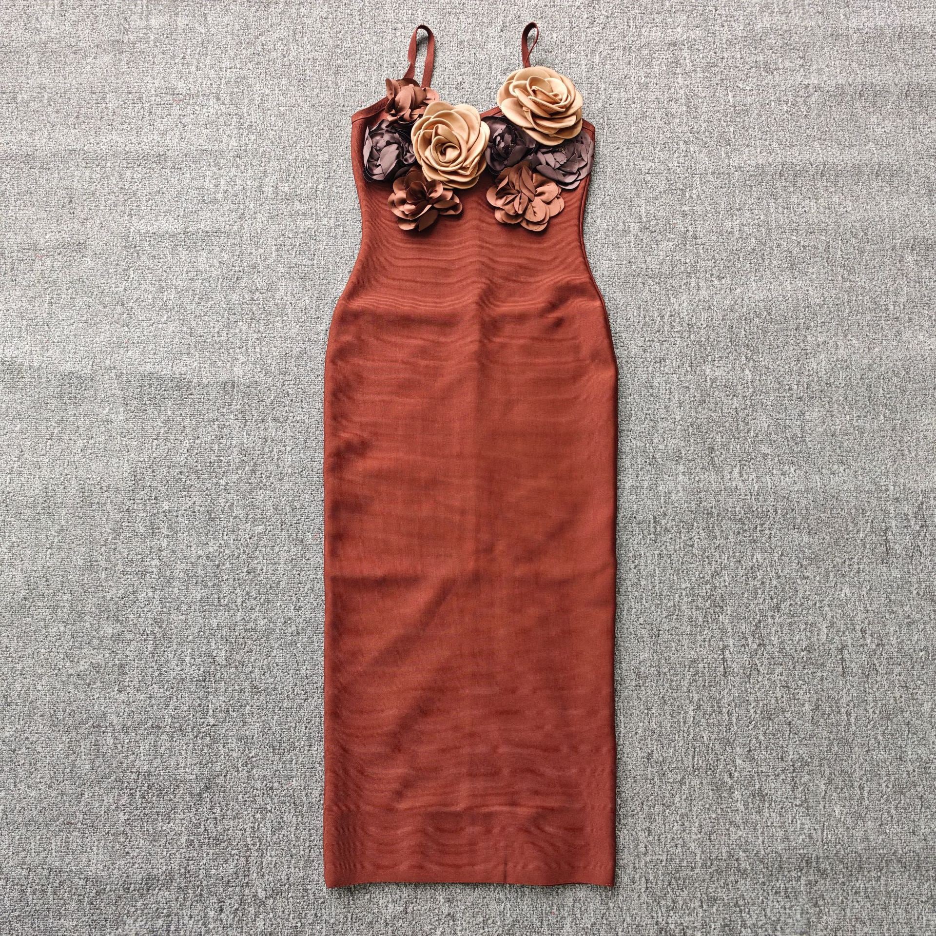 Suspender flower long slim dress