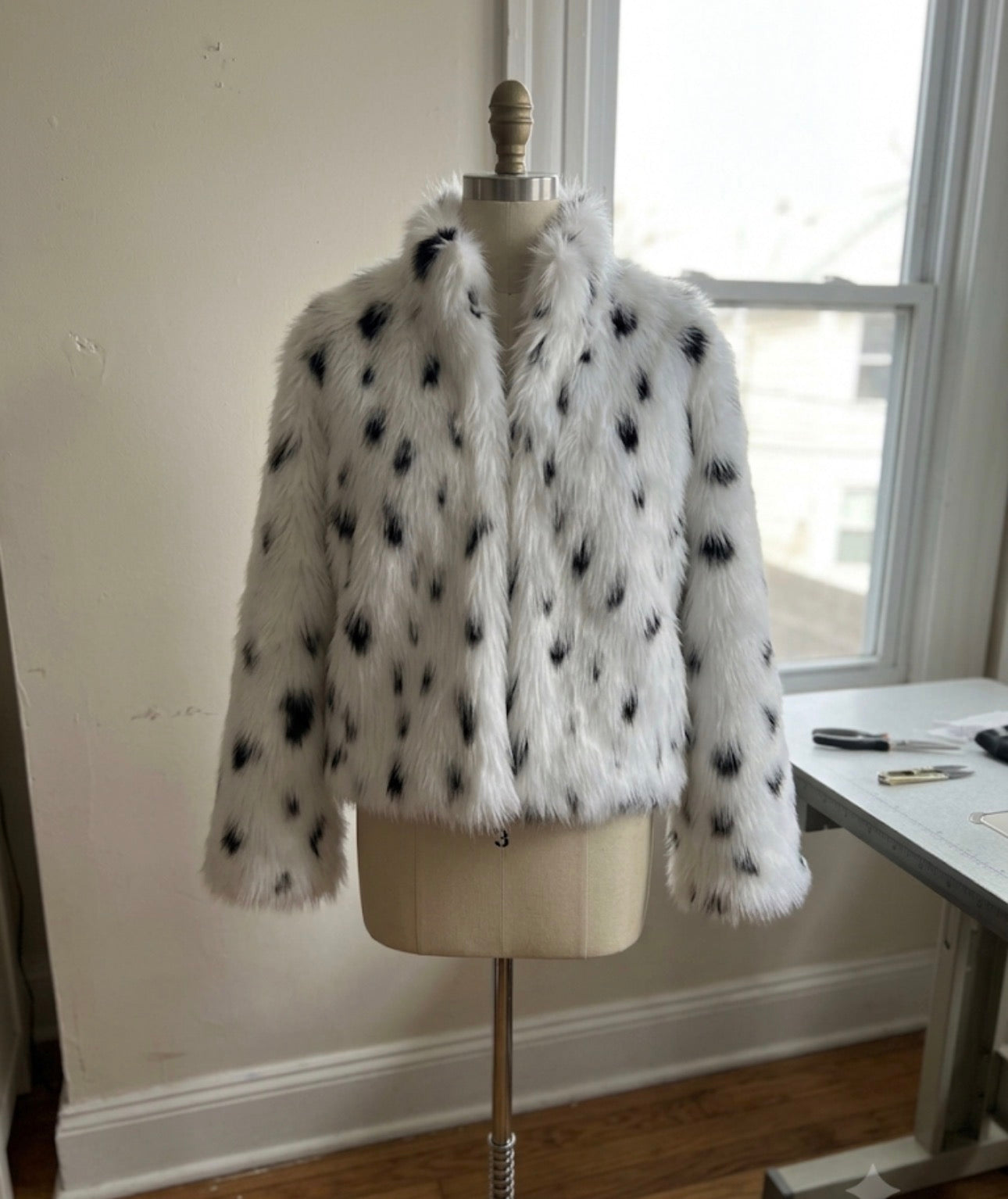 Patterned Faux Fur Statement Jacket