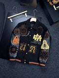 Abstract Multi-Patch Graphic Varsity Jacket