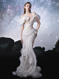 Ethereal Ripple Trumpet Gown Wedding Dress