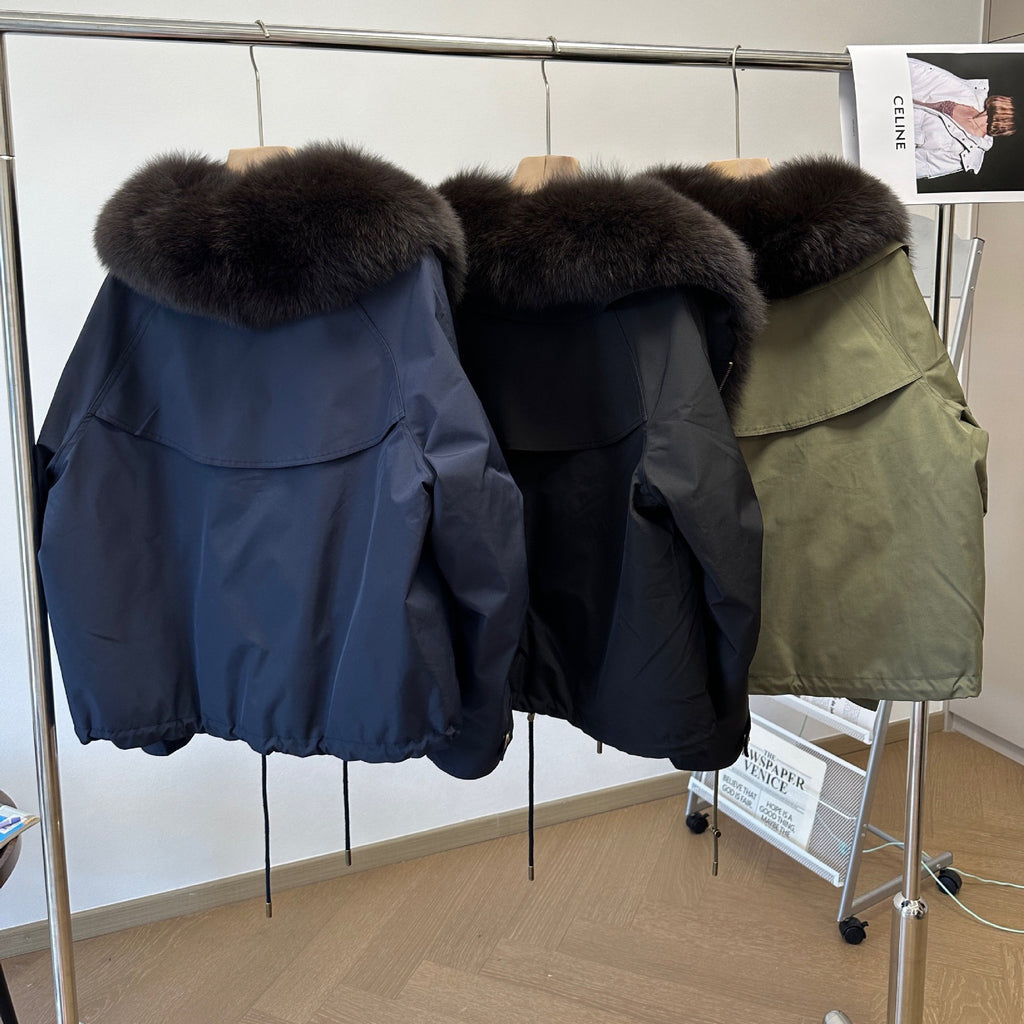 Bomber Jacket with Dramatic Fur Collar