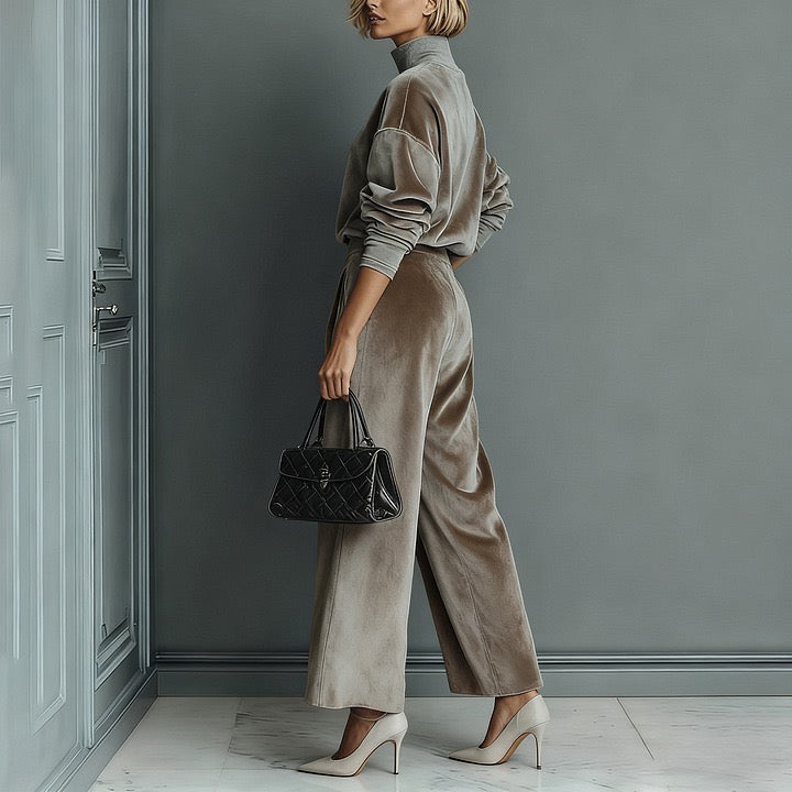 Luxury Velour Pleated Set