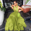 Plain Halter green Dress