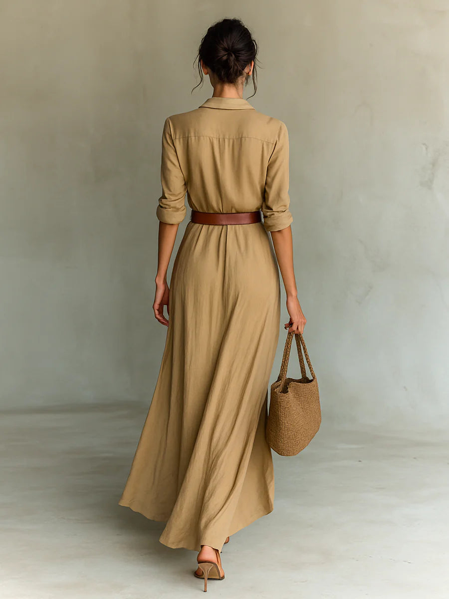 Product Name: Elegant Draped Utility Shirt-Dress