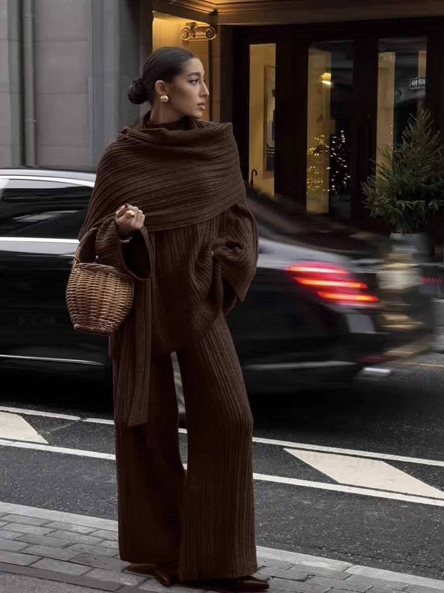 Luxe Ribbed Knit Three-Piece Loungewear Set