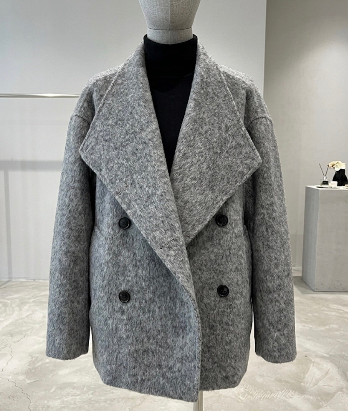 Textured Double-Breasted Peacoat