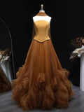 Sculptural Geometric Wave Ball Gown