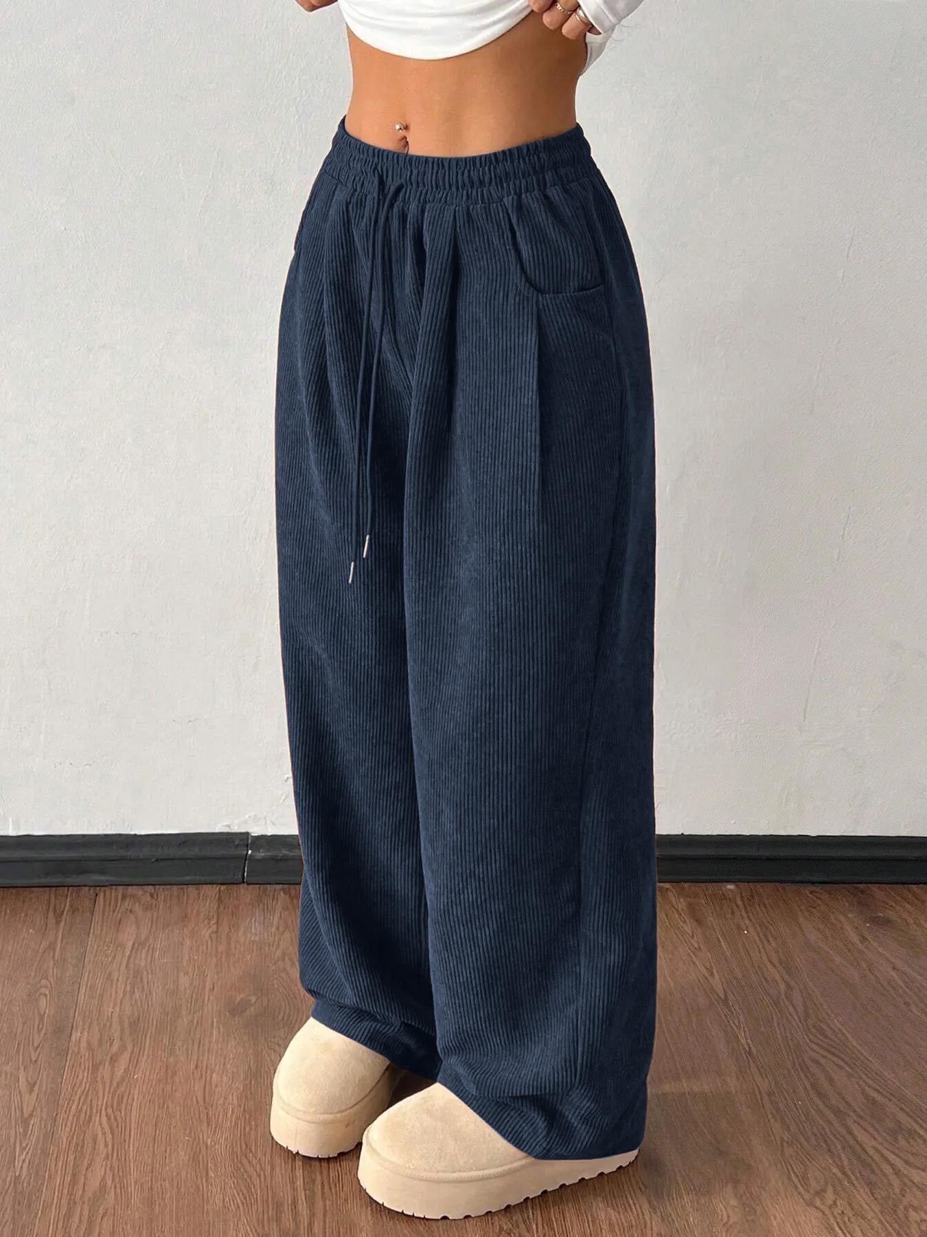 High-Waisted Wide-Leg Corduroy Trousers