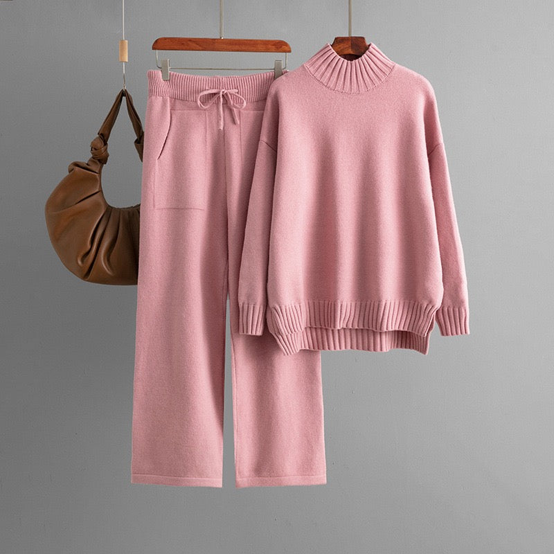 Luxe Ribbed Mock-Neck Knit Set