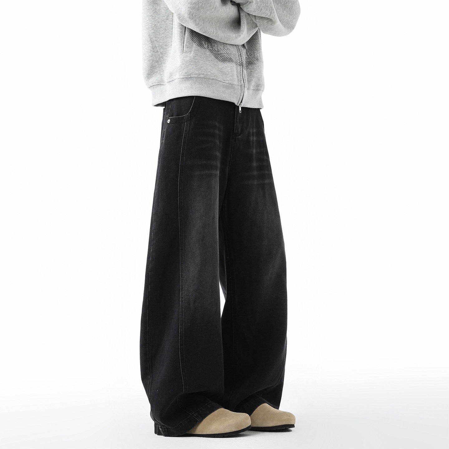 Vintage-style high-quality straight jeans