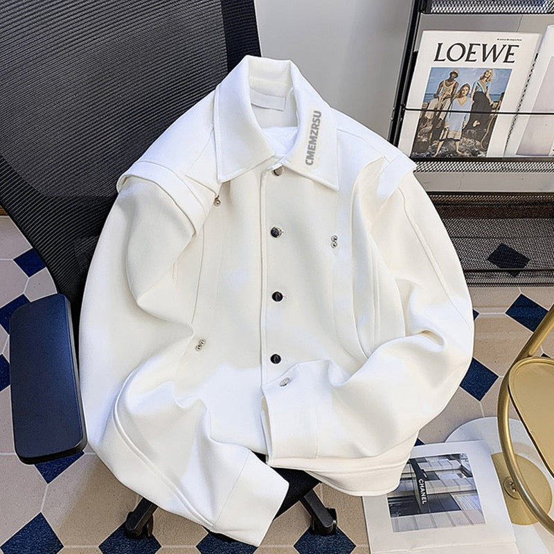 Minimalist Layered-Panel Structured Bomber Jacket