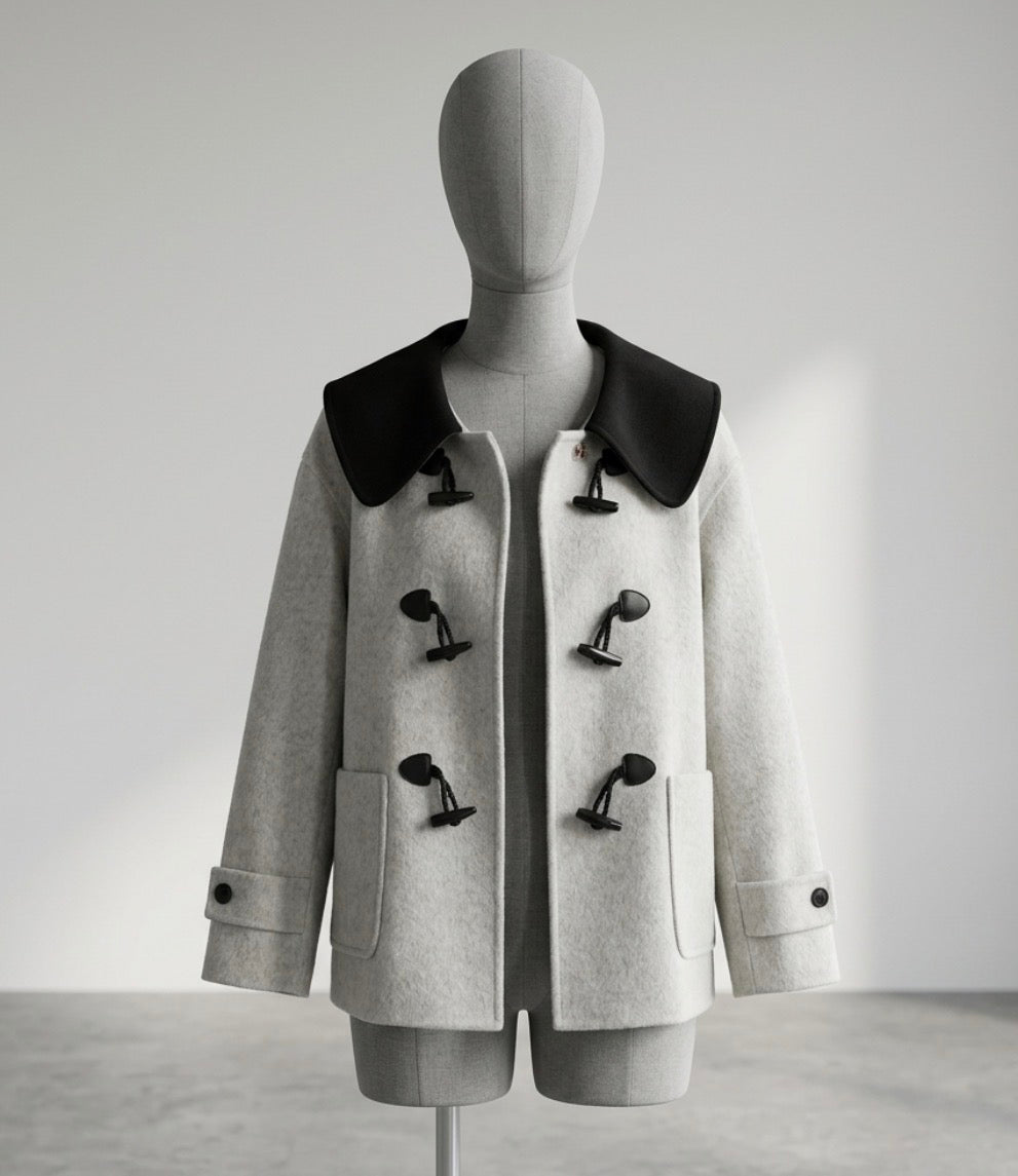 Minimalist Two-Tone Duffle Jacket