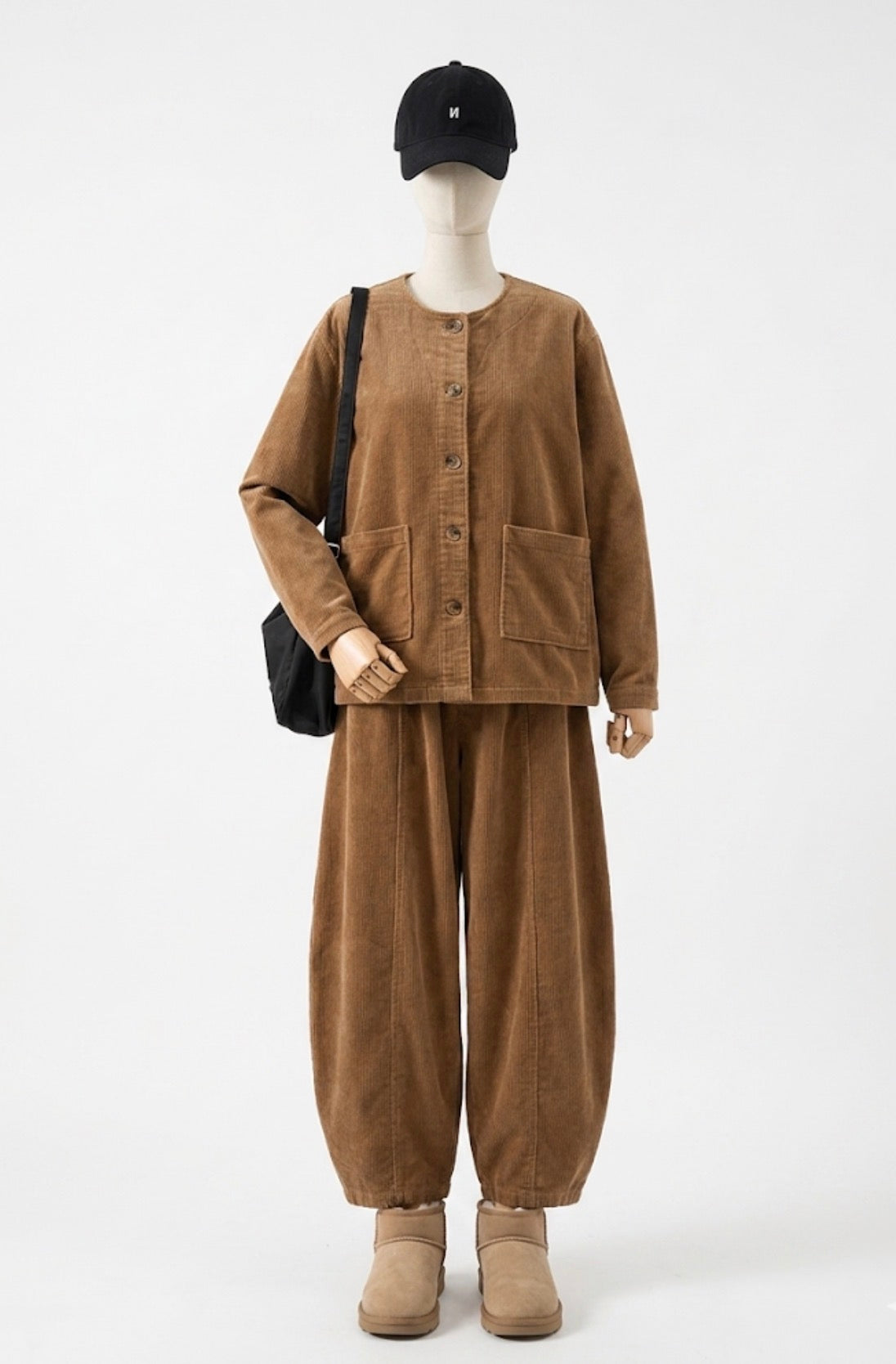 Vintage Corduroy Button-Down Lounge Set
