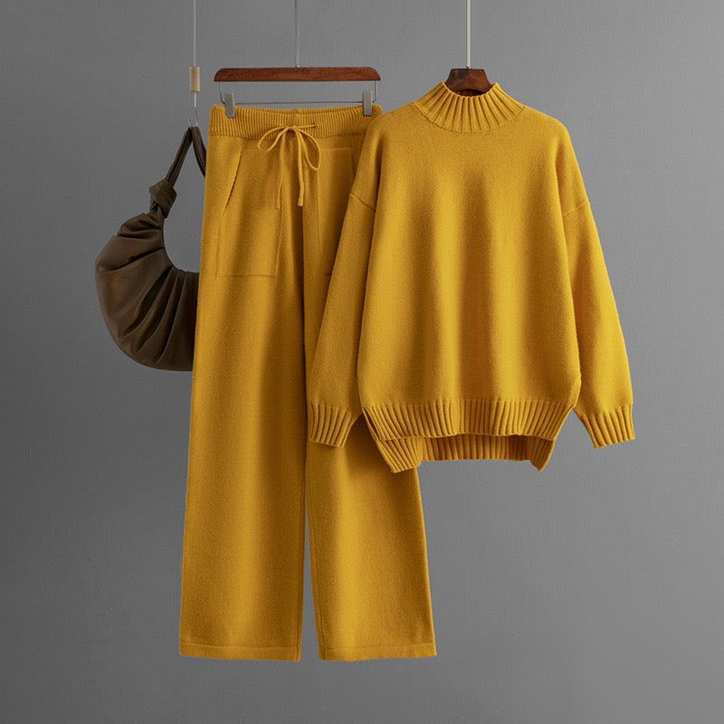 Luxe Ribbed Mock-Neck Knit Set