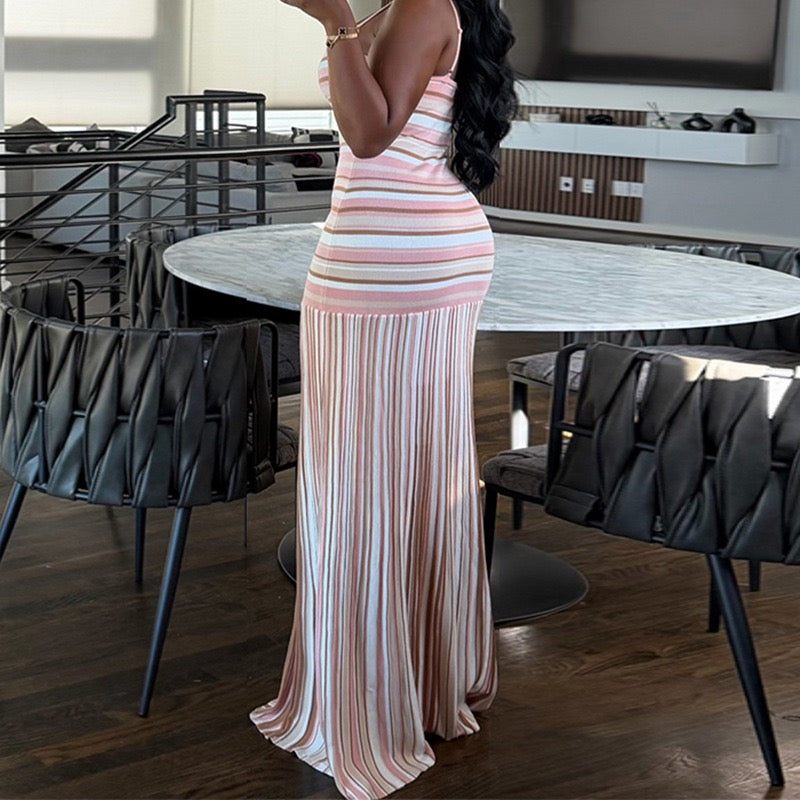 Striped Knit Maxi Dress