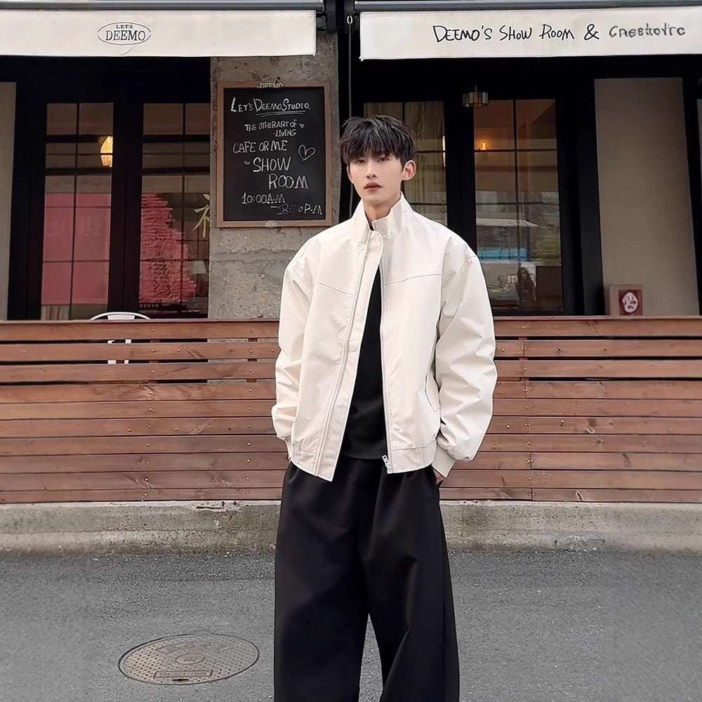 Minimalist High-Neck Bomber Jacket