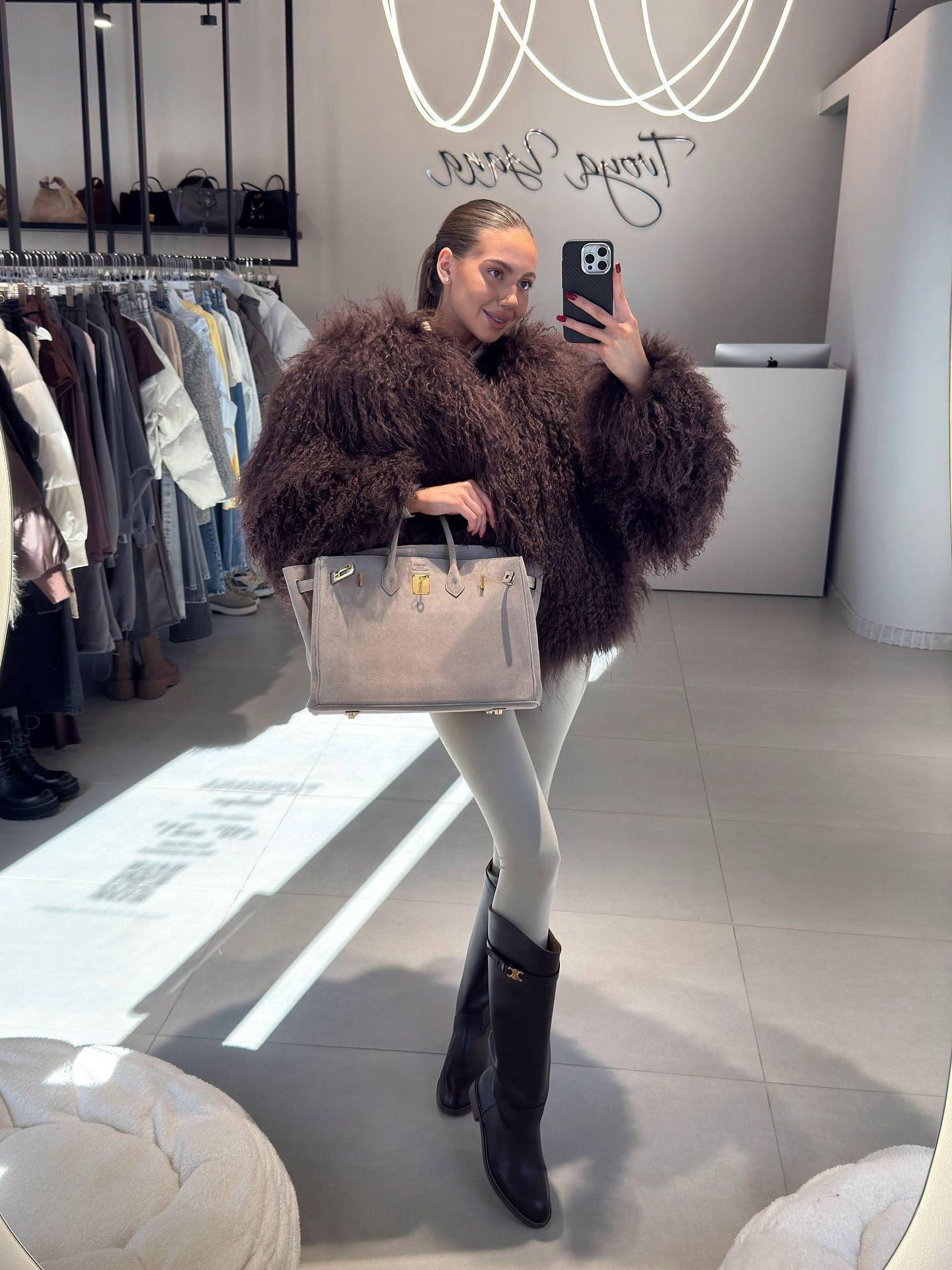 Shaggy Mongolian-Style Shearling Jacket