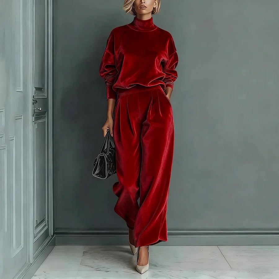 Luxury Velour Pleated Set