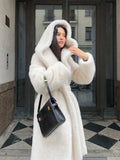 Hooded Faux-Fur Robe Coat