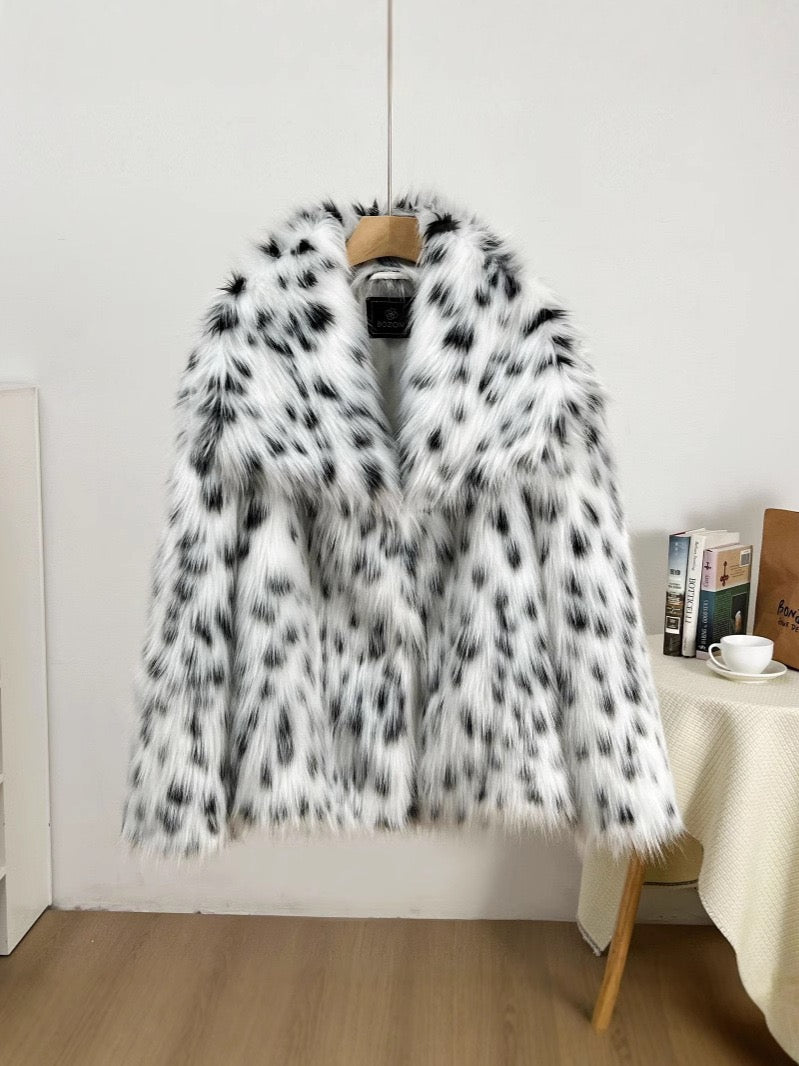 Dalmatian Spotted Luxury Faux-Fur Coat