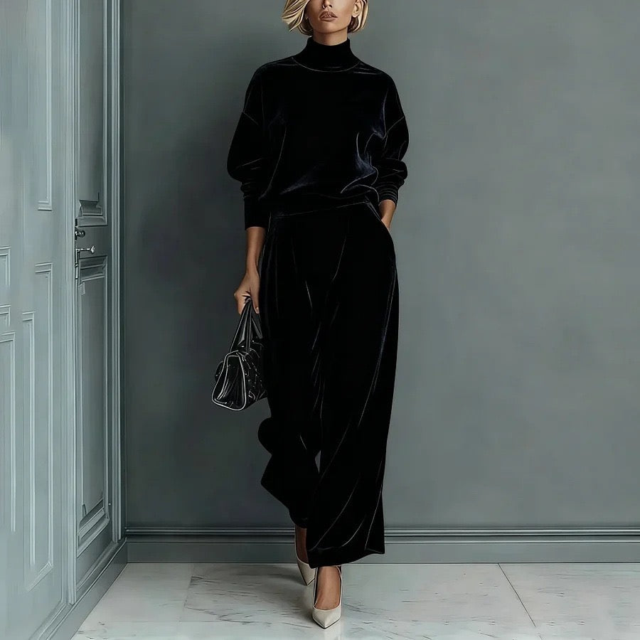 Luxury Velour Pleated Set