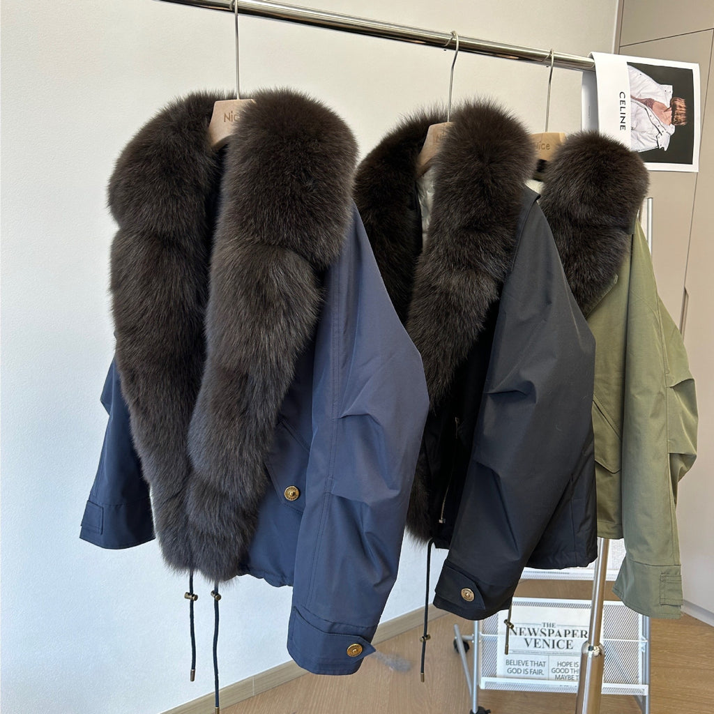 Bomber Jacket with Dramatic Fur Collar