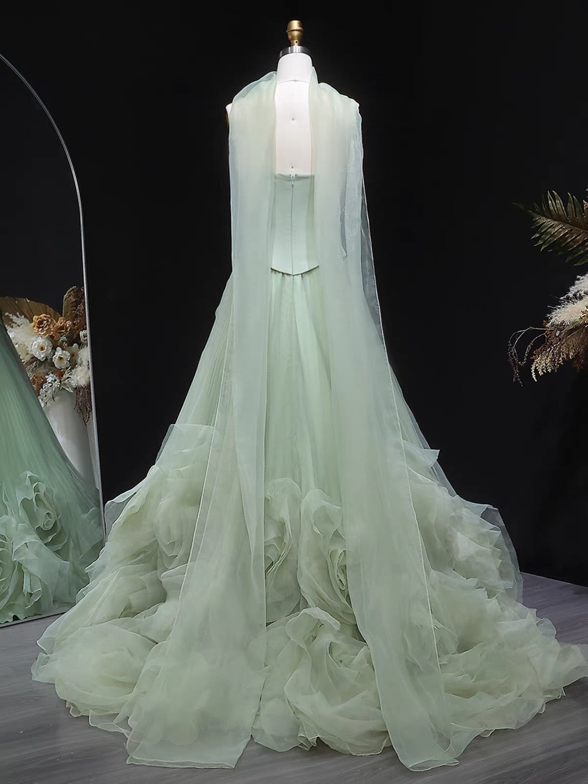 Sculptural Geometric Wave Ball Gown
