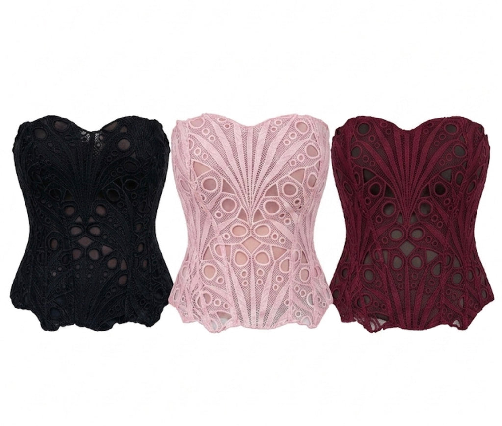 Structured, strapless corset-style top