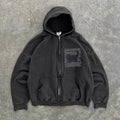 Washed Graphic Zip-Up Hoodie